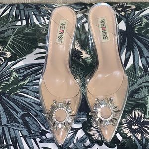Clear Sparkly Slingback Heels
